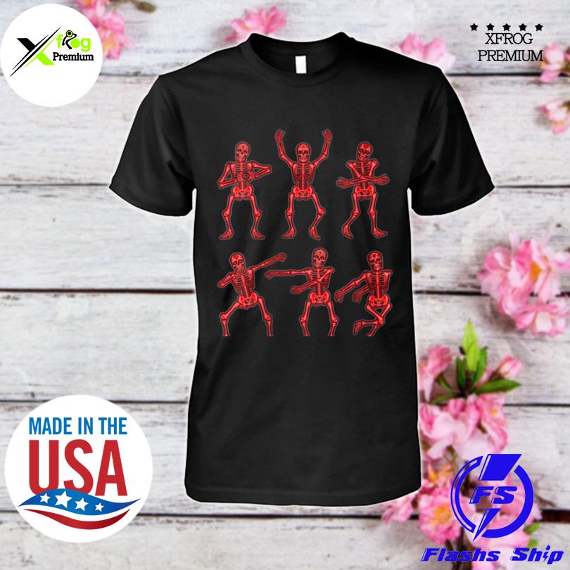 Aesthetic Halloween Red Skeleton Dance Boys Girls shirt