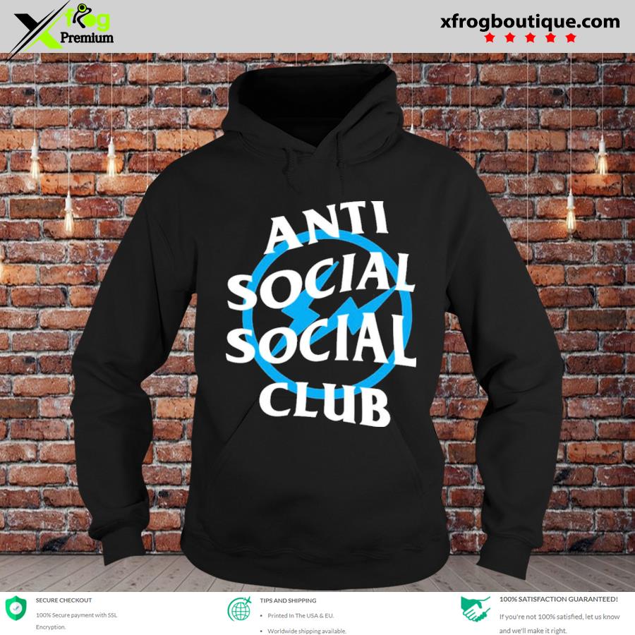 Awesome antI social social club x fragment blue bolt(fw19) black