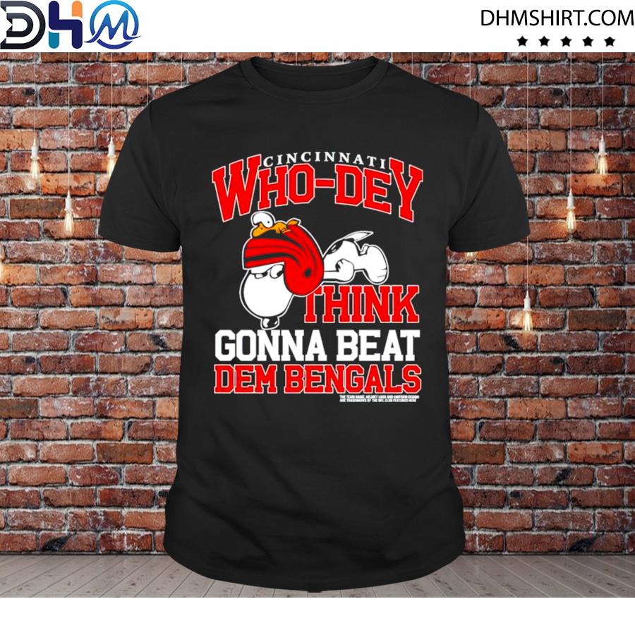 Snoopy Cincinnati who dey think gonna beat dem bengals shirt, hoodie,  sweater and v-neck t-shirt