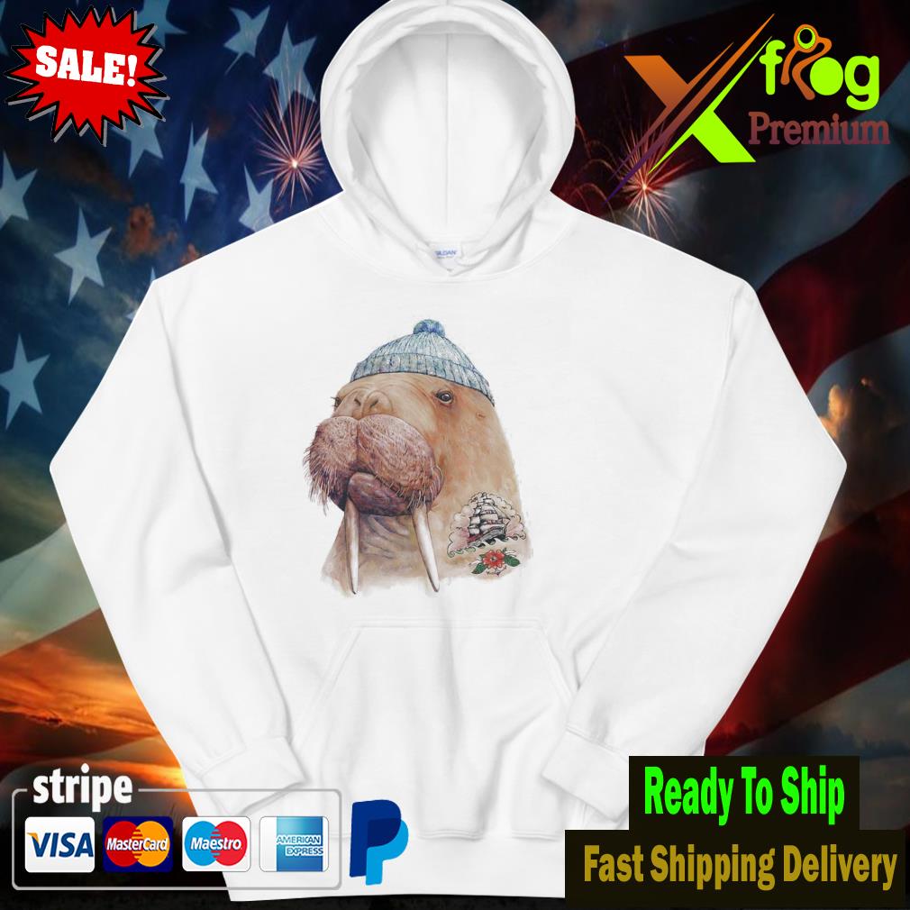 Animal crew merch tattooed walrus hoodie