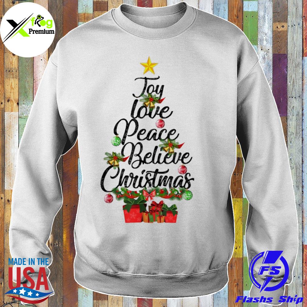 Joy love peace believe Christmas tree s Sweater
