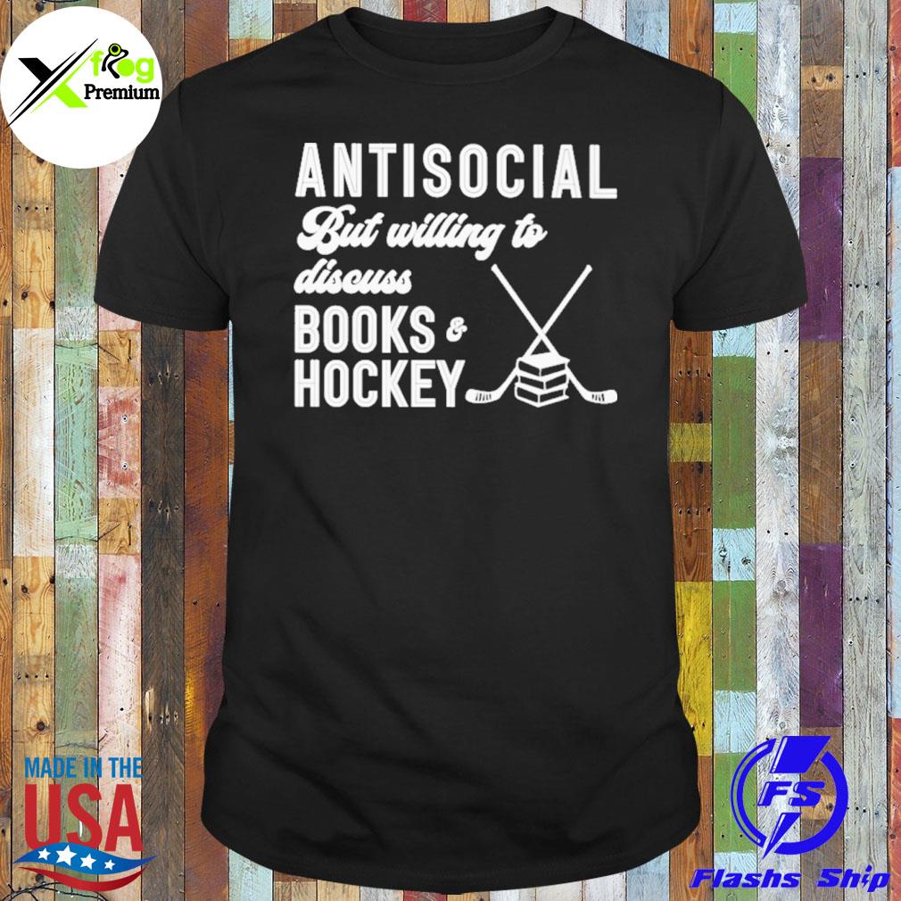 Antisocial but willing to discuss books and hockey shirt