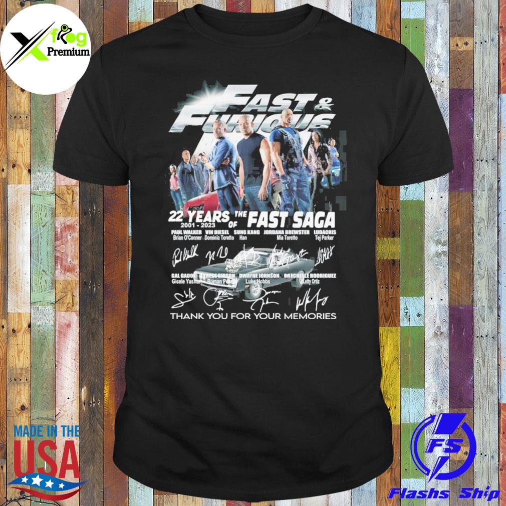 Fast and furious 22 years of the fast saga thank you for the memories shirt
