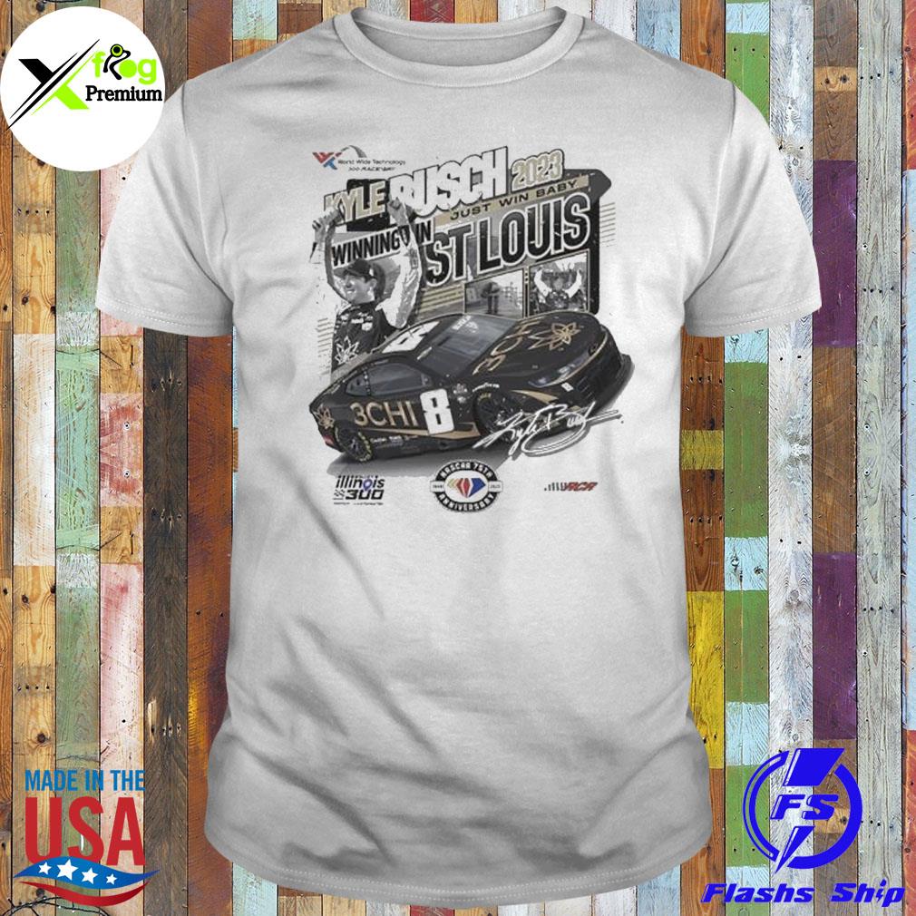 Kyle busch checkered flag sports 2023 enjoy Illinois 300 presented by ticketsmarter race winner shirt