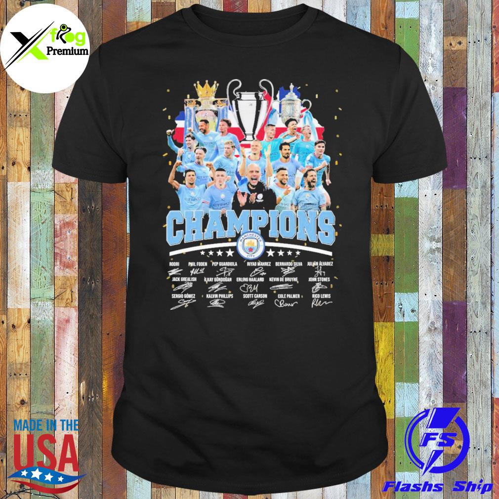 Manchester city champions cup flag shirt