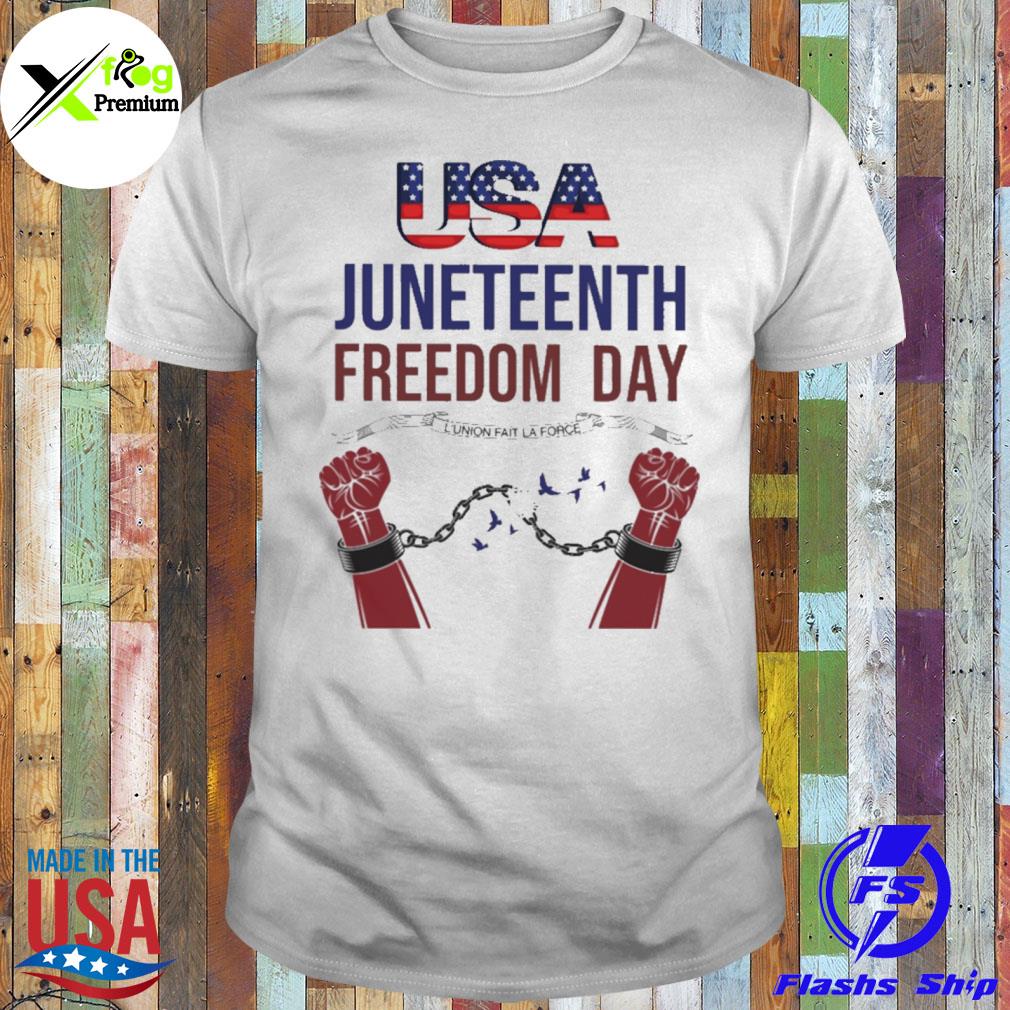 Usa juneteenth freedom day l'union fait LA force flag shirt