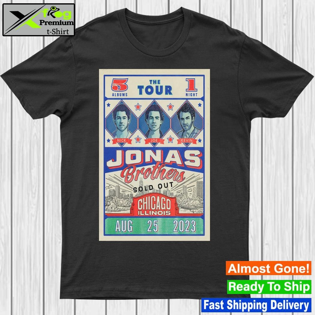 5 Albums The Tour 1 Night Jonas Brothers Chicago, IL Aug 25, 2023 Poster shirt