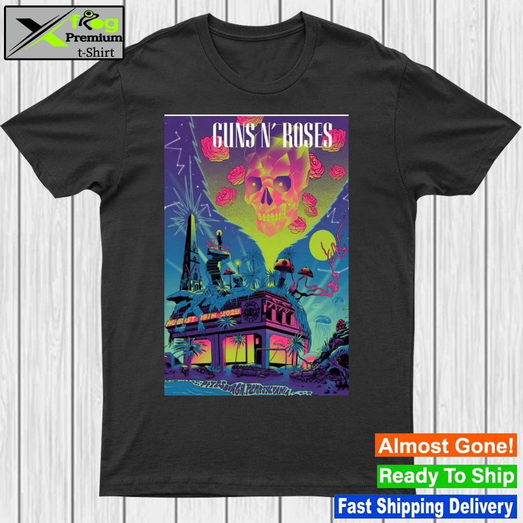 Design guns n' roses Pittsburgh pa 2023 tour poster shirt