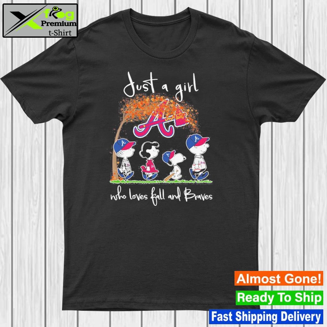 Design just a girl who loves fall and braves shirt