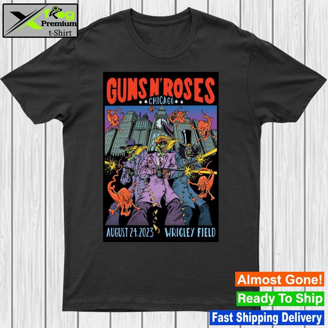 Guns n' roses tour chicago august 24 2023 poster shirt