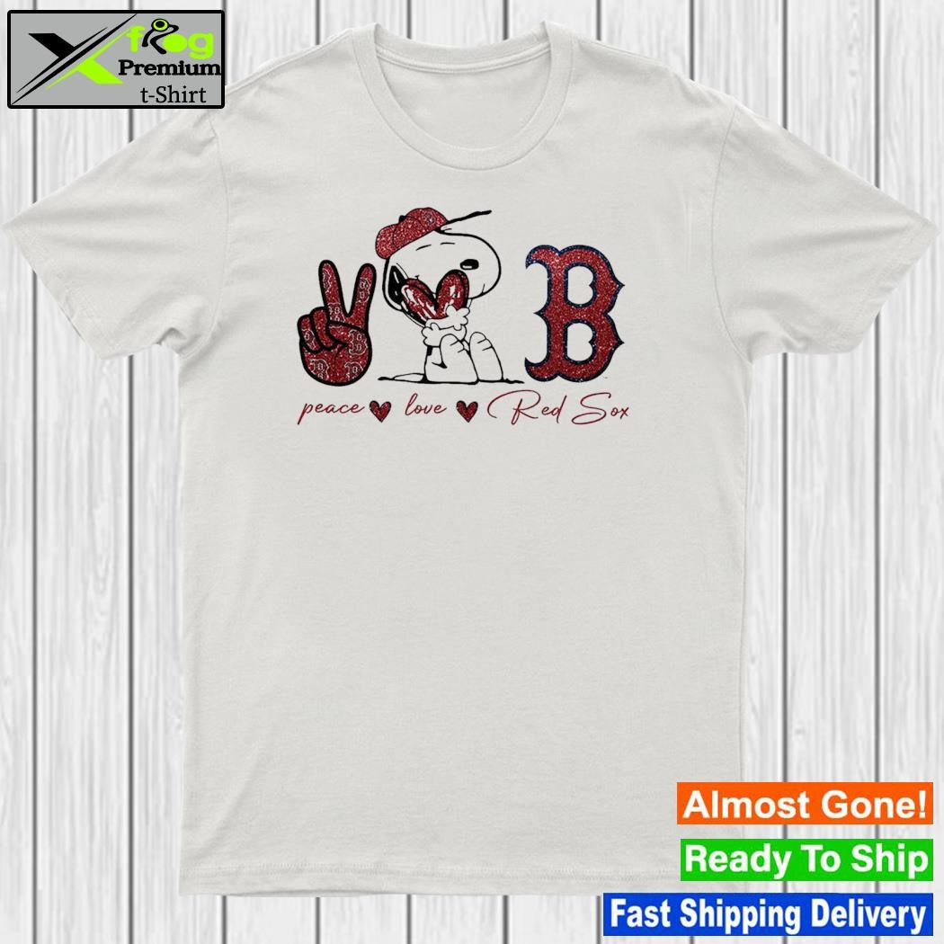 Snoopy Boston Red Sox Peace Love Red Sox Shirt