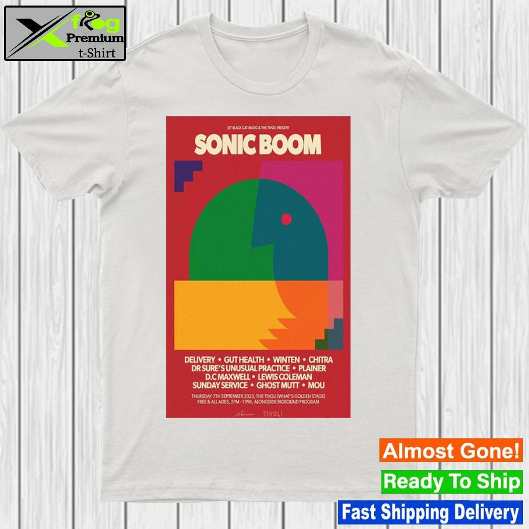 Sonic boom jet black cat music and the tivolI present the tivolI free and all ages alongside bigsound program september tour 2023 shirt