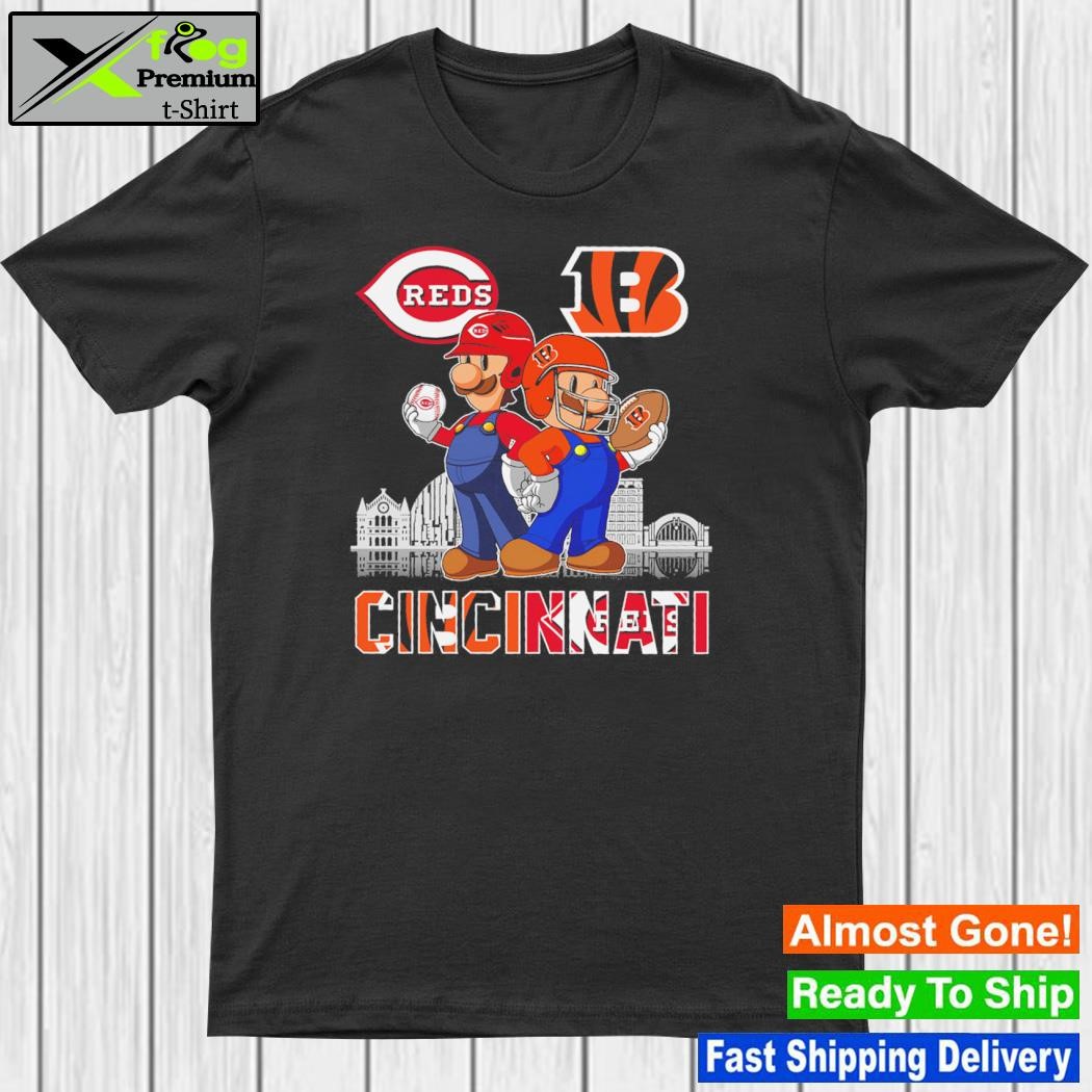 Super Mario Cincinnati Red vs Cincinnati Bengals Skyline Shirt