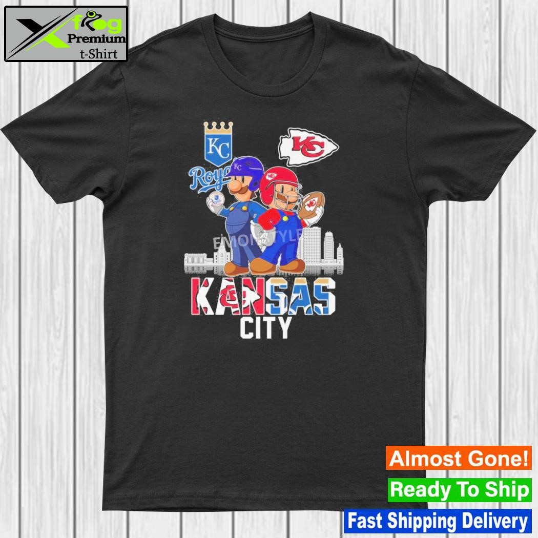 Super Mario Kansas City Royals And Kansas City Chiefs City Skyline Shirt