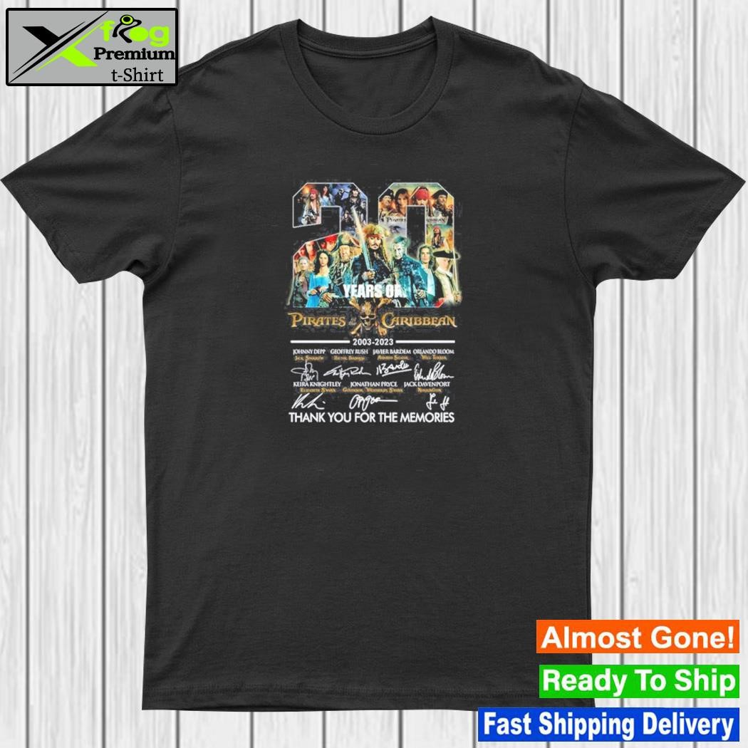 20 Years Of 2003 – 2023 Pirates Of The Caribbean Signatures Thank You For The Memories T-Shirt