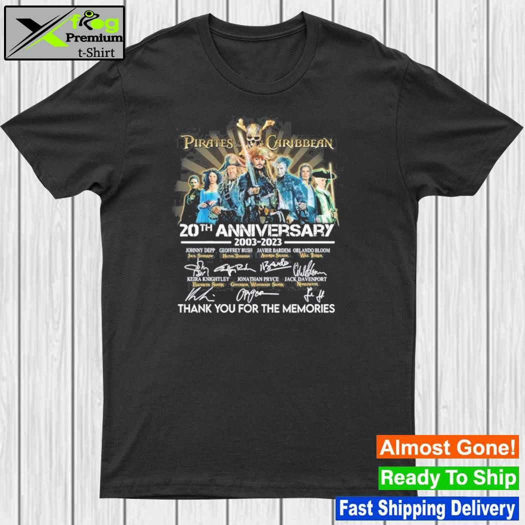 20th Anniversary 2003-2023 Pirates Of The Caribbean Signatures Thank You For The Memories Tshirt