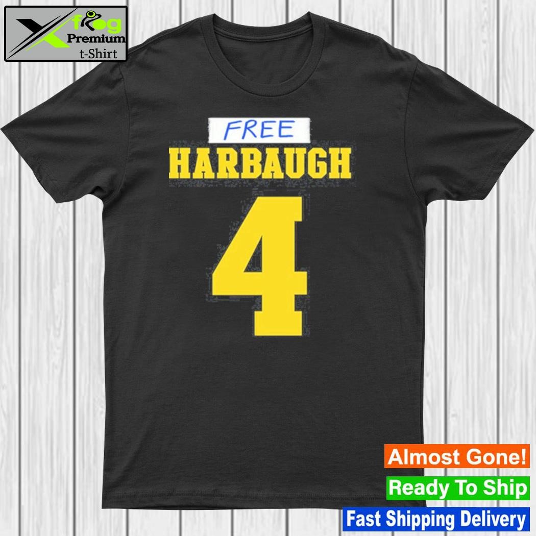 Official j.j. mccarthy wearing free harbaugh 4 shirt