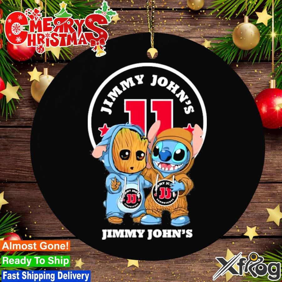 Baby Stitch and Baby Groot Jimmy john's logo Ornament