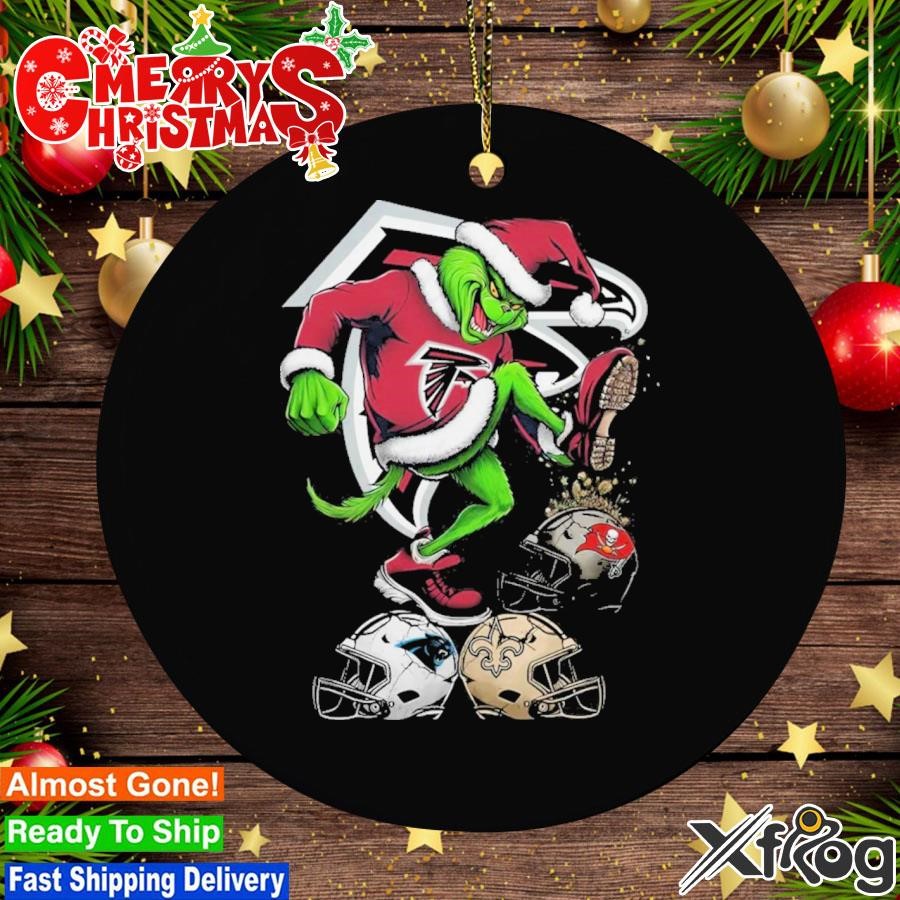 Grinch Hat Santa Atlanta Falcons Stomp On NFL Teams Christmas Logo Ornament