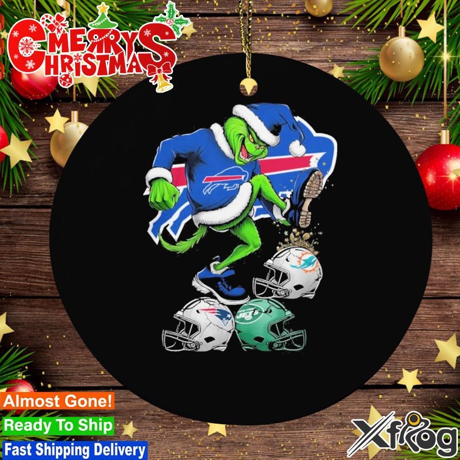 Grinch Hat Santa Buffalo Bills Stomp On NFL Teams Christmas Logo Ornament