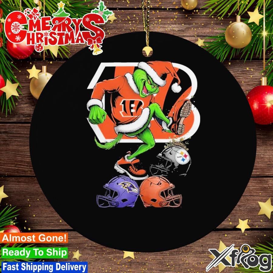 Grinch Hat Santa Cincinnati Bengals Stomp On NFL Teams Christmas Logo Ornament