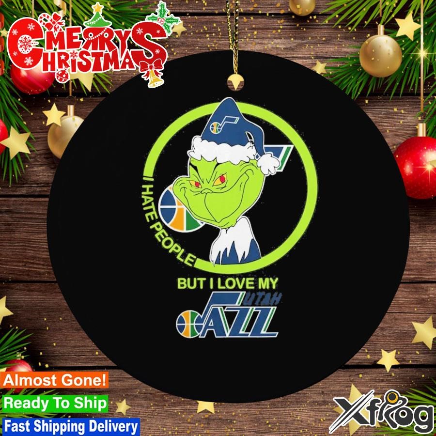 Grinch Hat Santa I Hate People But I Love My Utah Jazz 2023 Ornament
