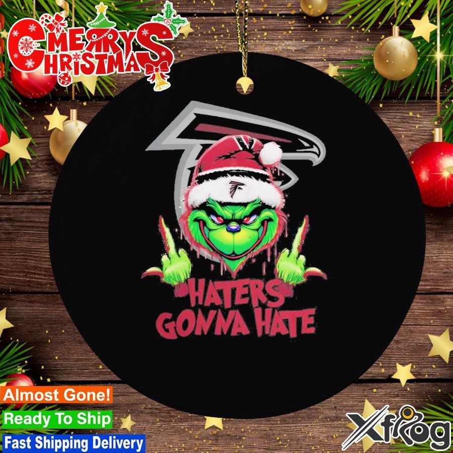 Grinch hat santa Atlanta Falcons Middle Finger Haters Gonna Hate Logo Ornament