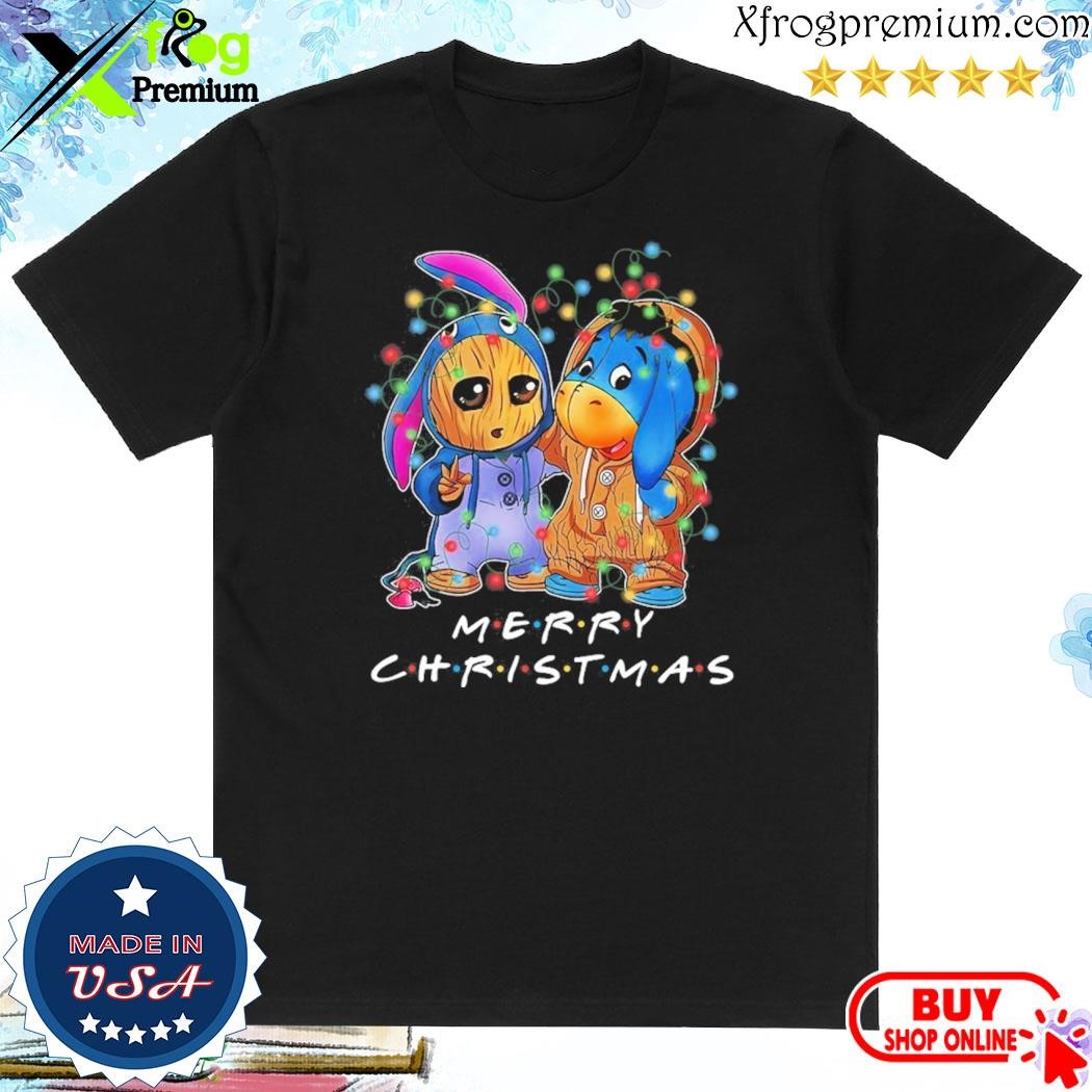 Official Baby Groot and baby Eeyore merry christmas light shirt