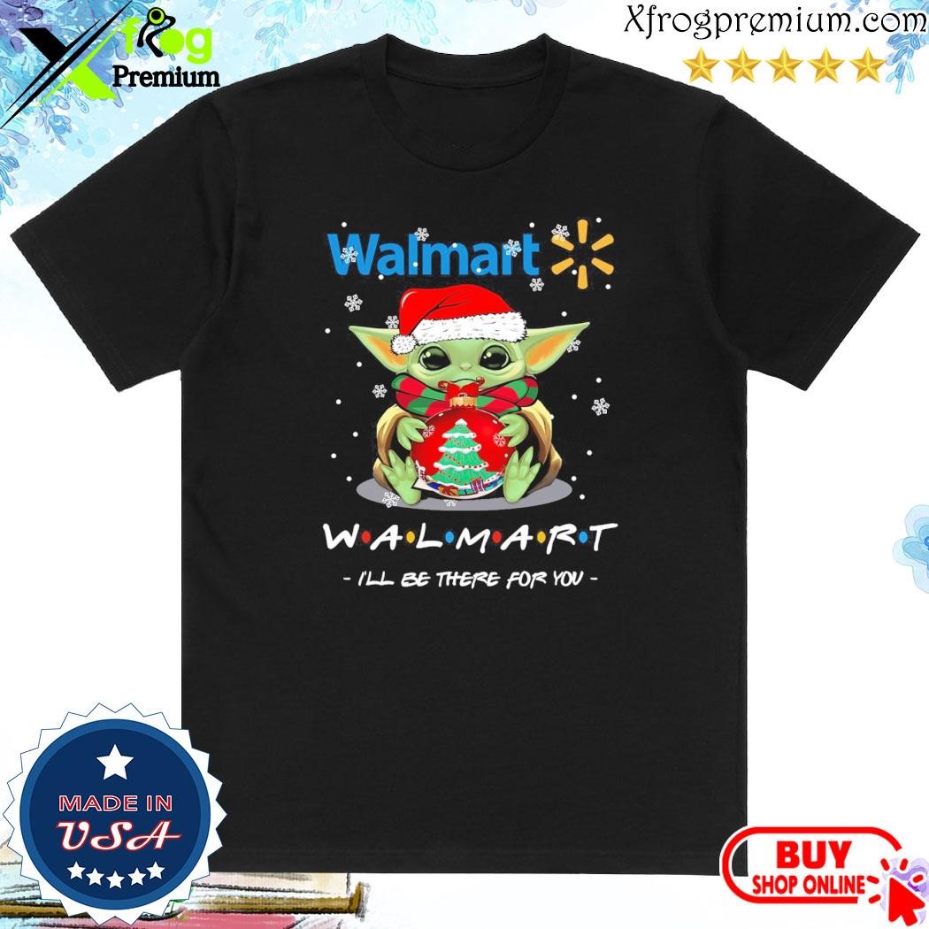 Official Baby Yoda hat santa Walmart I'll be there for you logo merry christmas shirt