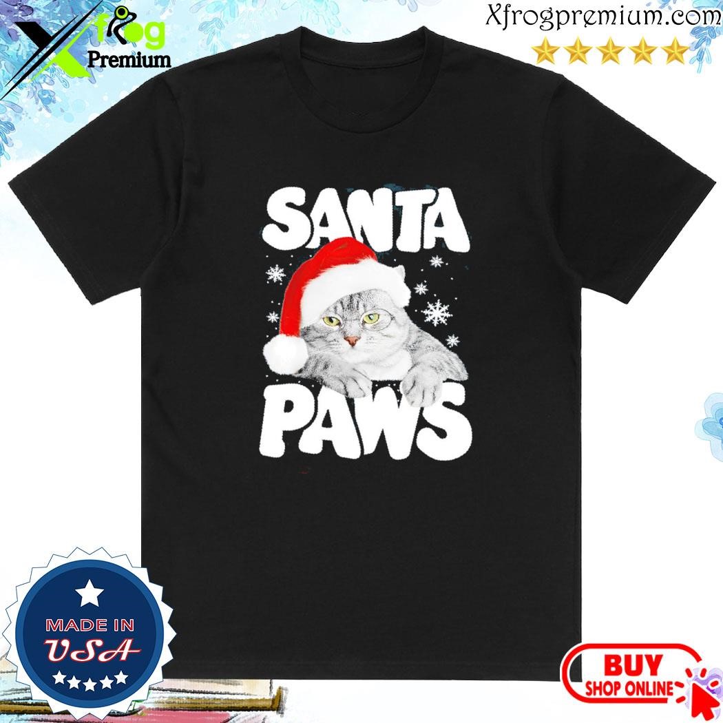 Official Cat hat santa santa paws merry christmas shirt