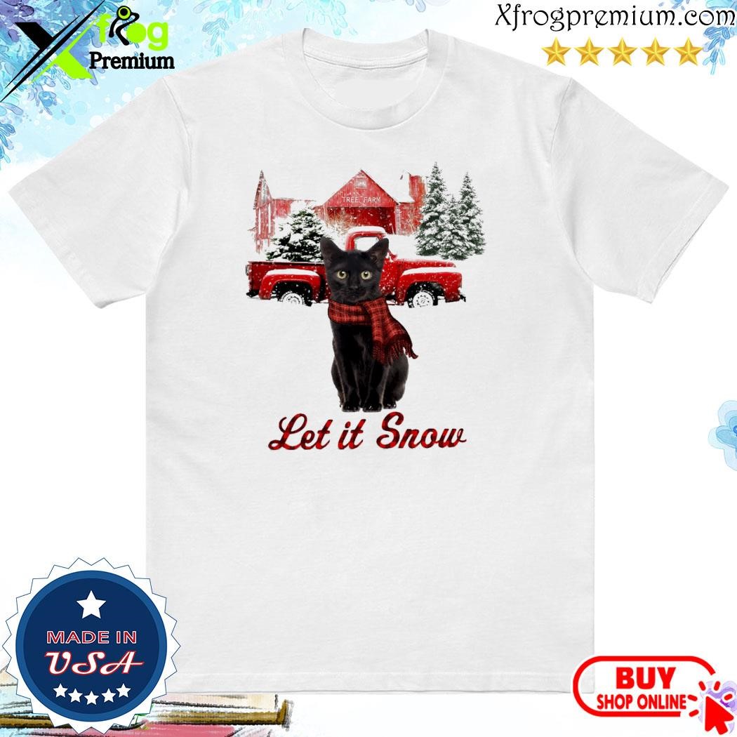 Official Cat scarf car let it snow merry christmas shirt