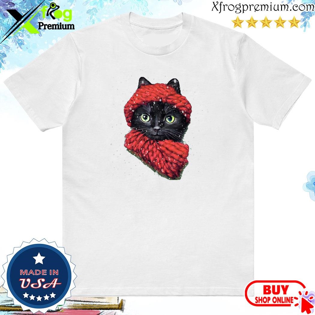 Official Cat scarf merry christmas shirt