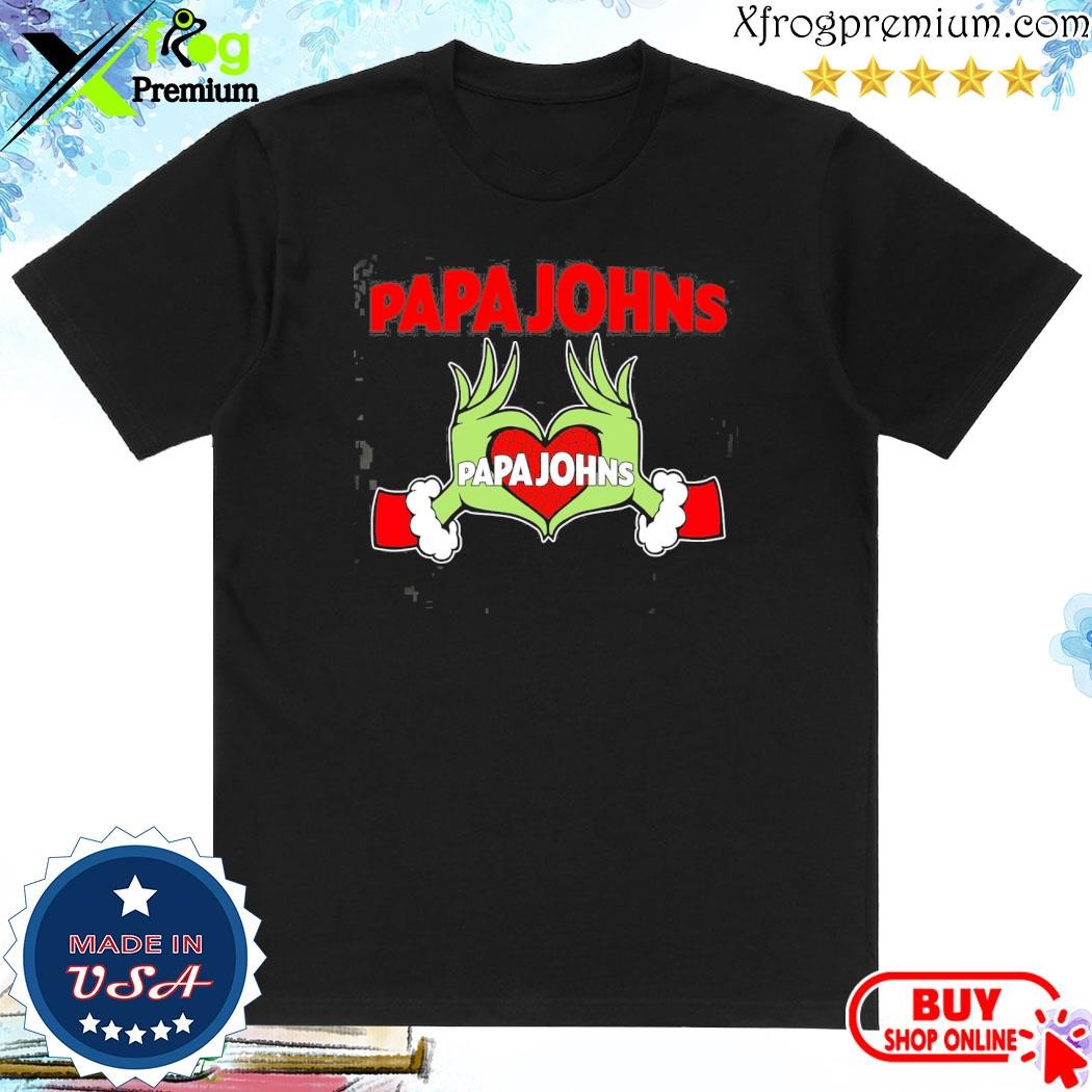 Official Grinch santa love Papa Johns merry christmas shirt