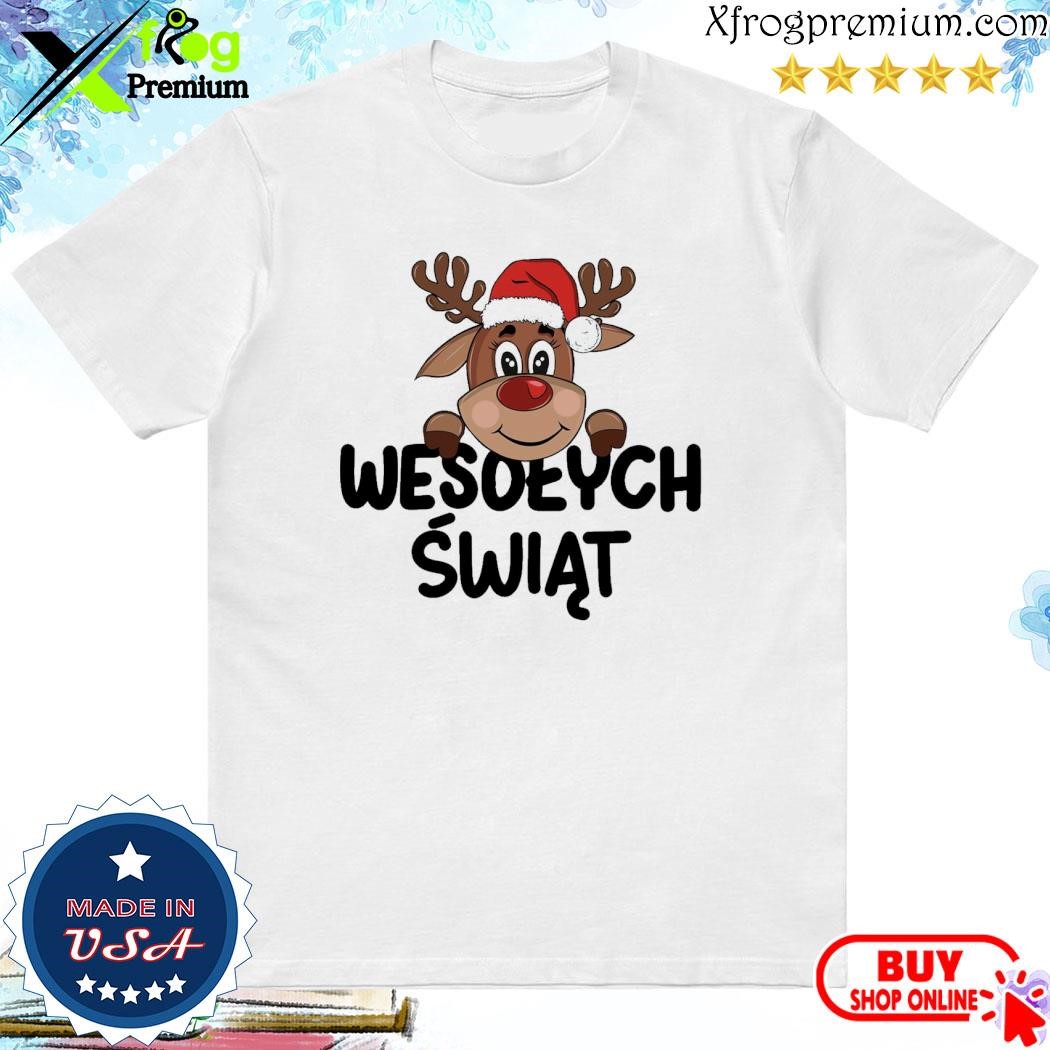 Official Reindeer hat santa wesolych swiat merry christmas shirt