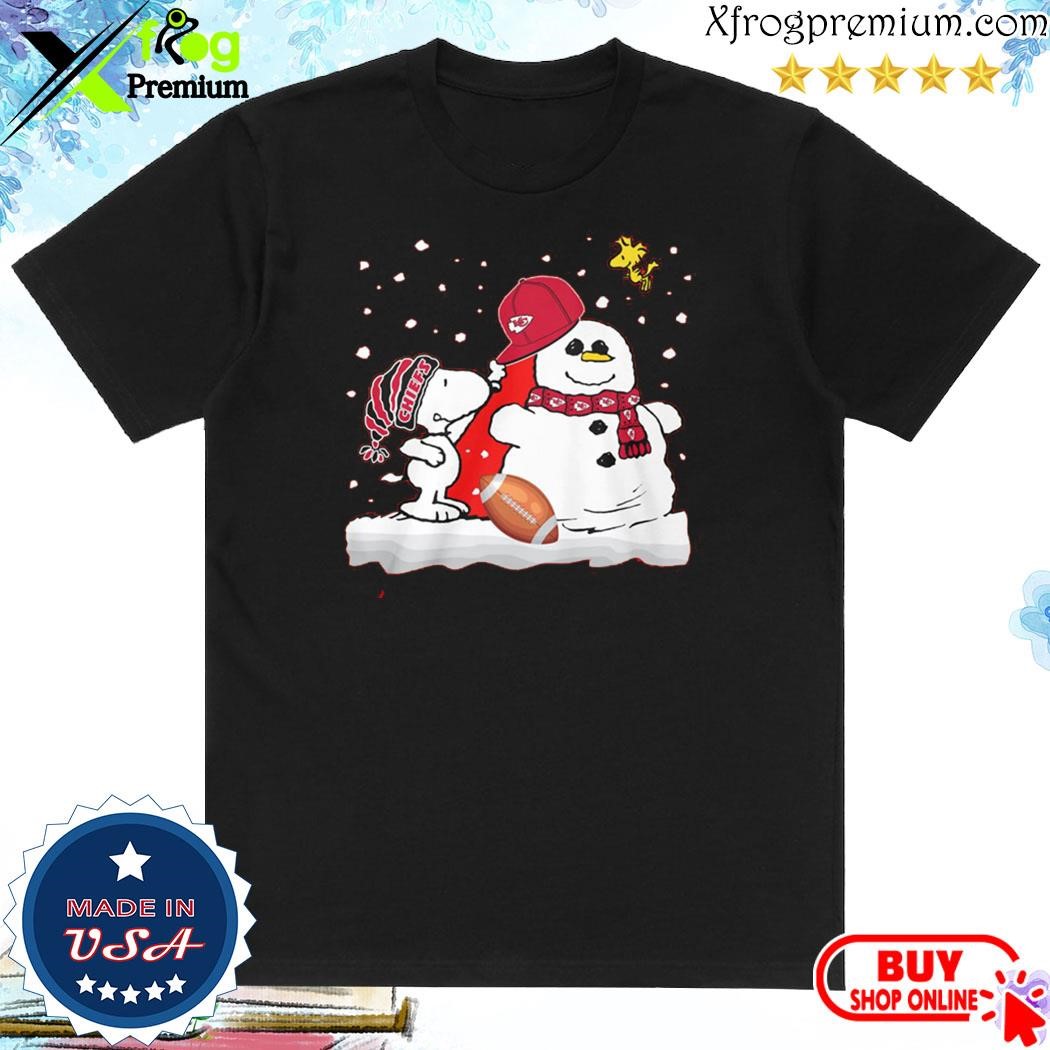 Official Snoopy And Snowman Kansas City Chiefs Fan Christmas 2023 Shirt