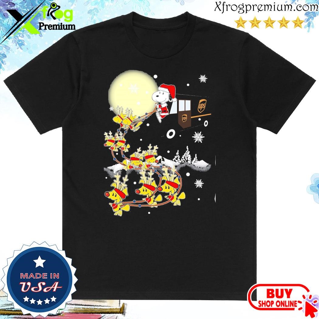 Official Snoopy hat santa and Woodstock reindeers cars UPS merry christmas shirt