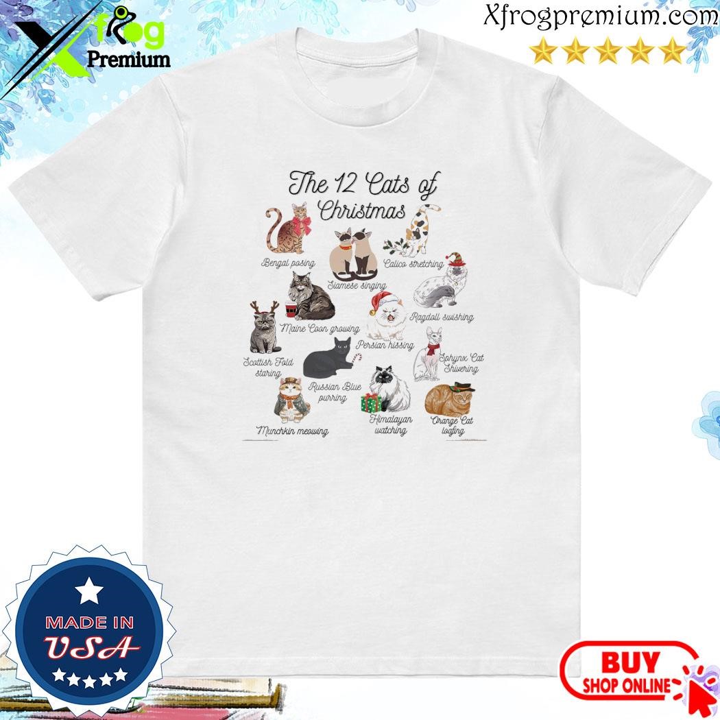 Official The 12 cats of christmas shirt
