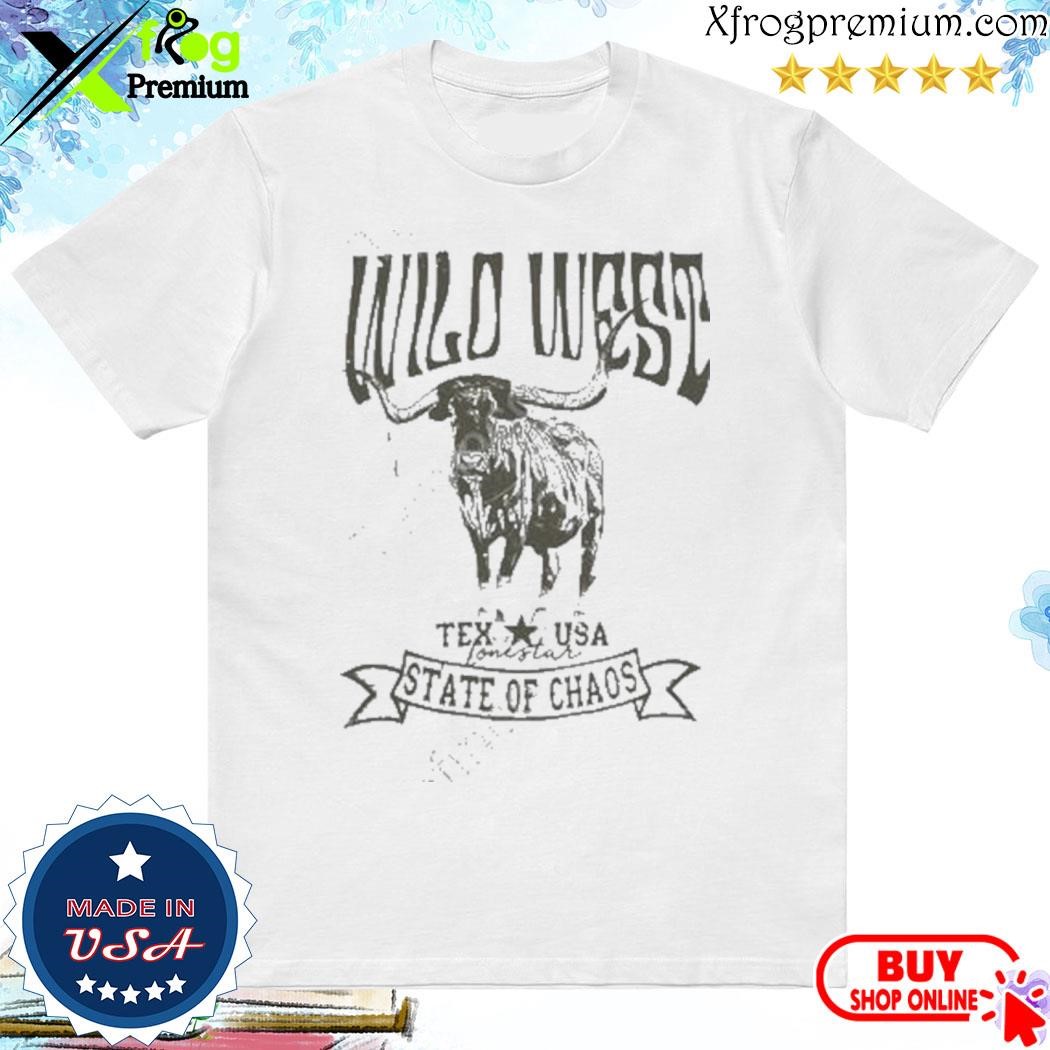 Official Wild West Longhorn Texas Usa Lonestar State Of Chaos Shirt