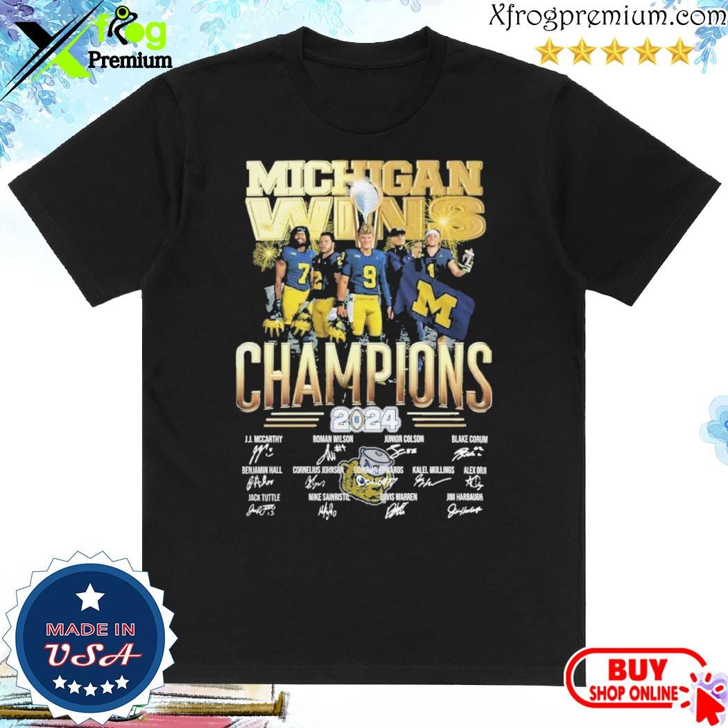 Official Michigan Wins Champions CFP 2024 Signatures Shirt, hoodie