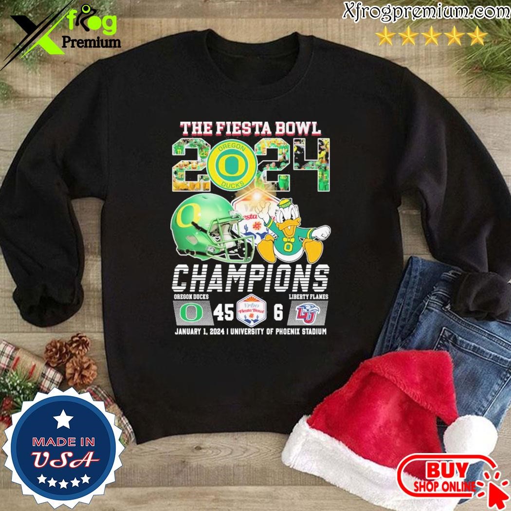 Oregon Ducks The Fiesta Bowl 2024 Champions Mascot Helmet Shirt Hoodie   Oregon Ducks The Fiesta Bowl 2024 Champions Mascot Helmet Shirt Weatshirt 