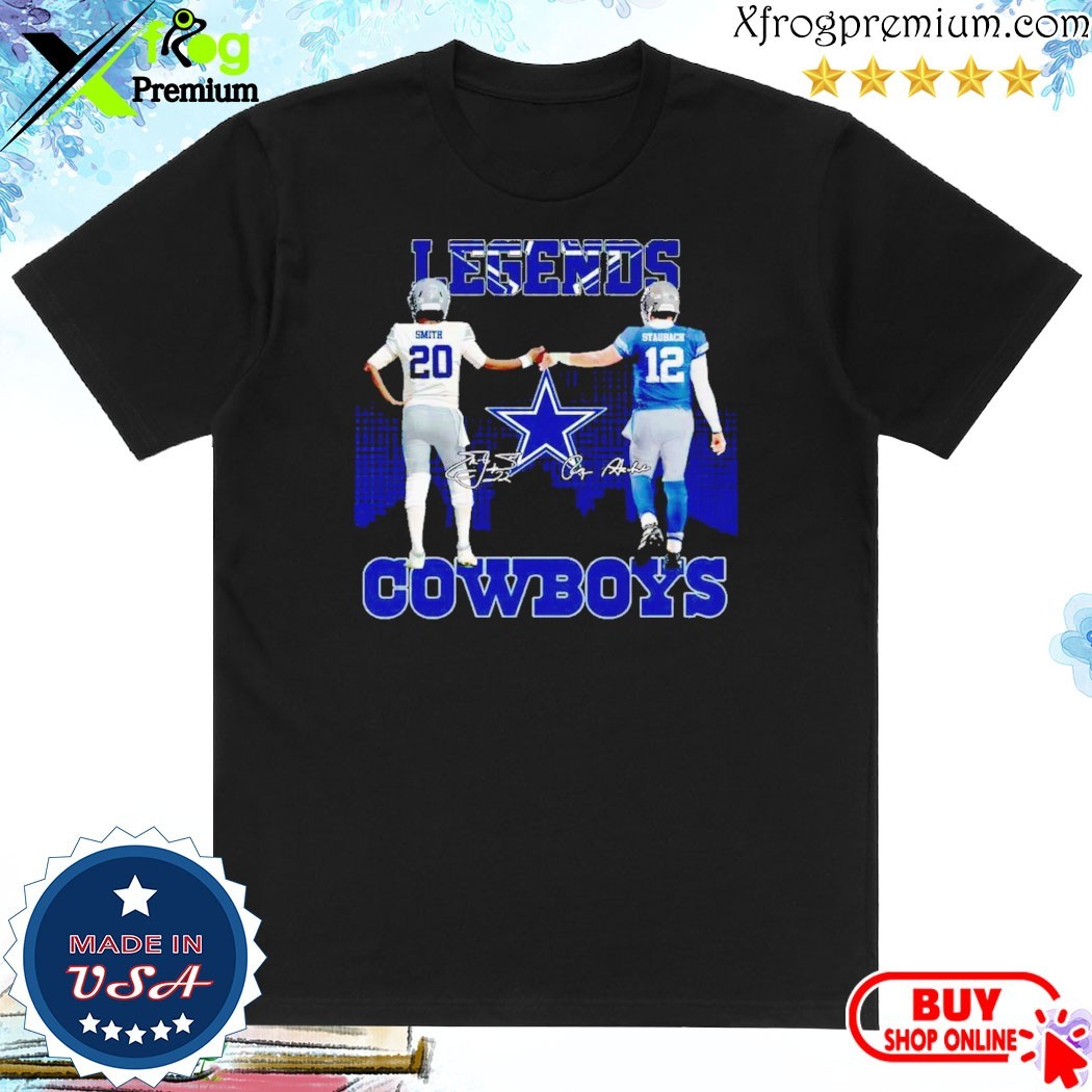 Official Dallas Cowboys The Legends Tyler Smith Roger Staubach T-Shirt