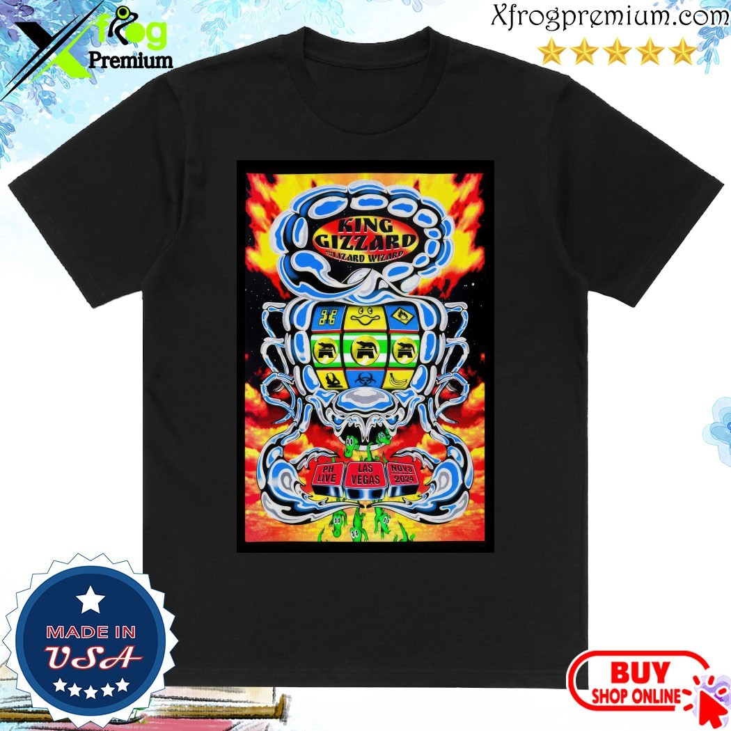 Official King Gizzard And The Lizard Wizard Nov 8 2024 Las Vegas NV Show Poster T-Shirt