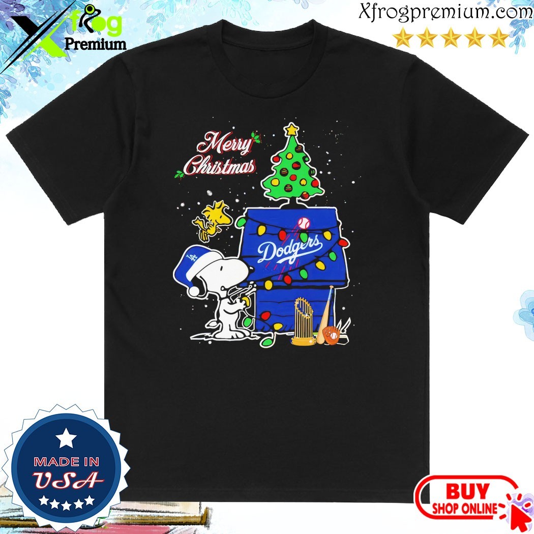 Official Los Angeles Dodgers Merry Christmas With Snoopy Baby T-Shirt