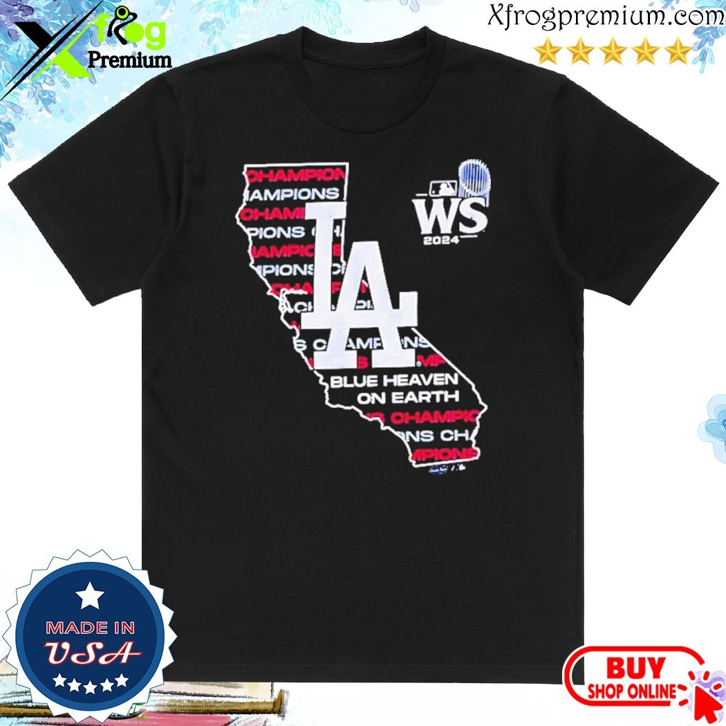 Official Los angeles Dodgers 2024 world series champions California state map T-shirt