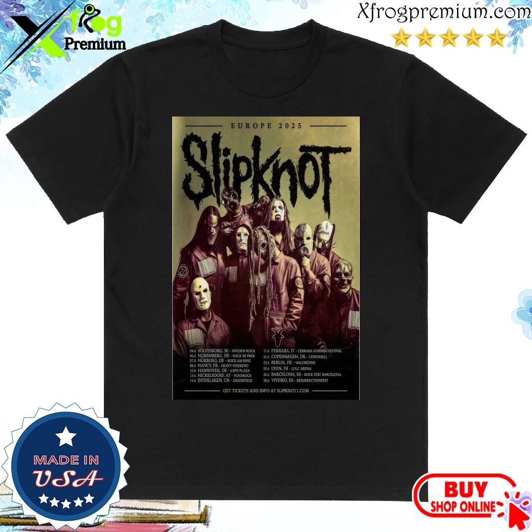 Official Slipknot Europe Tour 2025 Poster Shirt