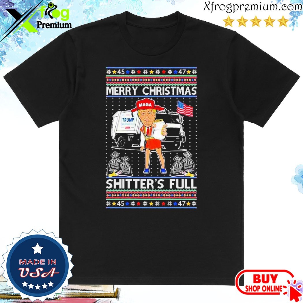 Official Trump 45 47 merry Christmas shitter's full T-shirt