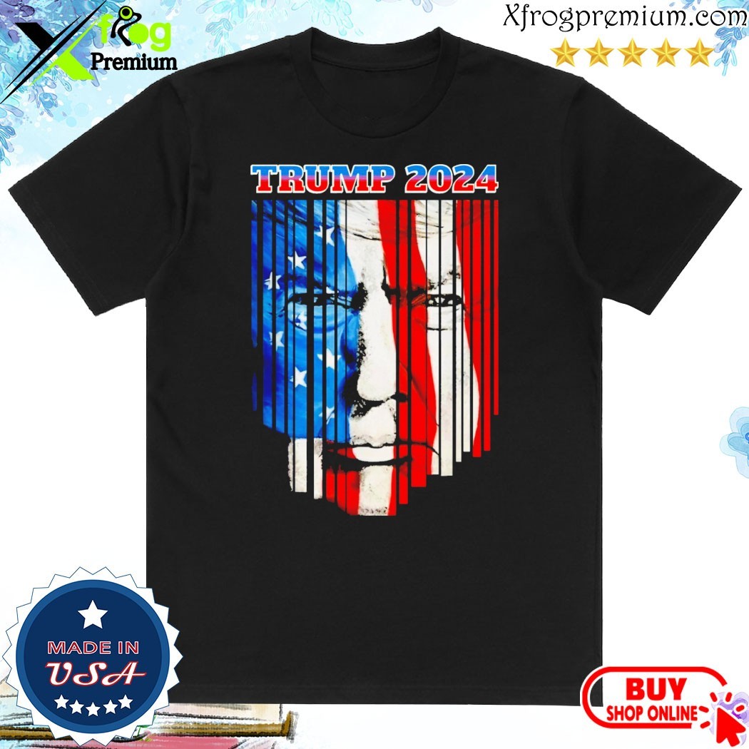 Official US Flag Face Trump 2024 Vintage Donald Trump 4th of July T-Shirt