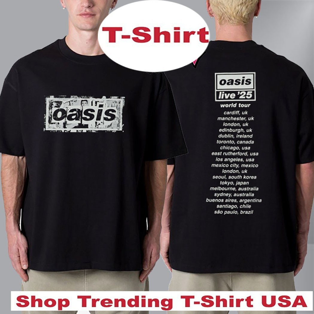 oasis live'25 ツアーTシャツ Oasis Live 25 World Tour Live '25 cut out photo cities tour