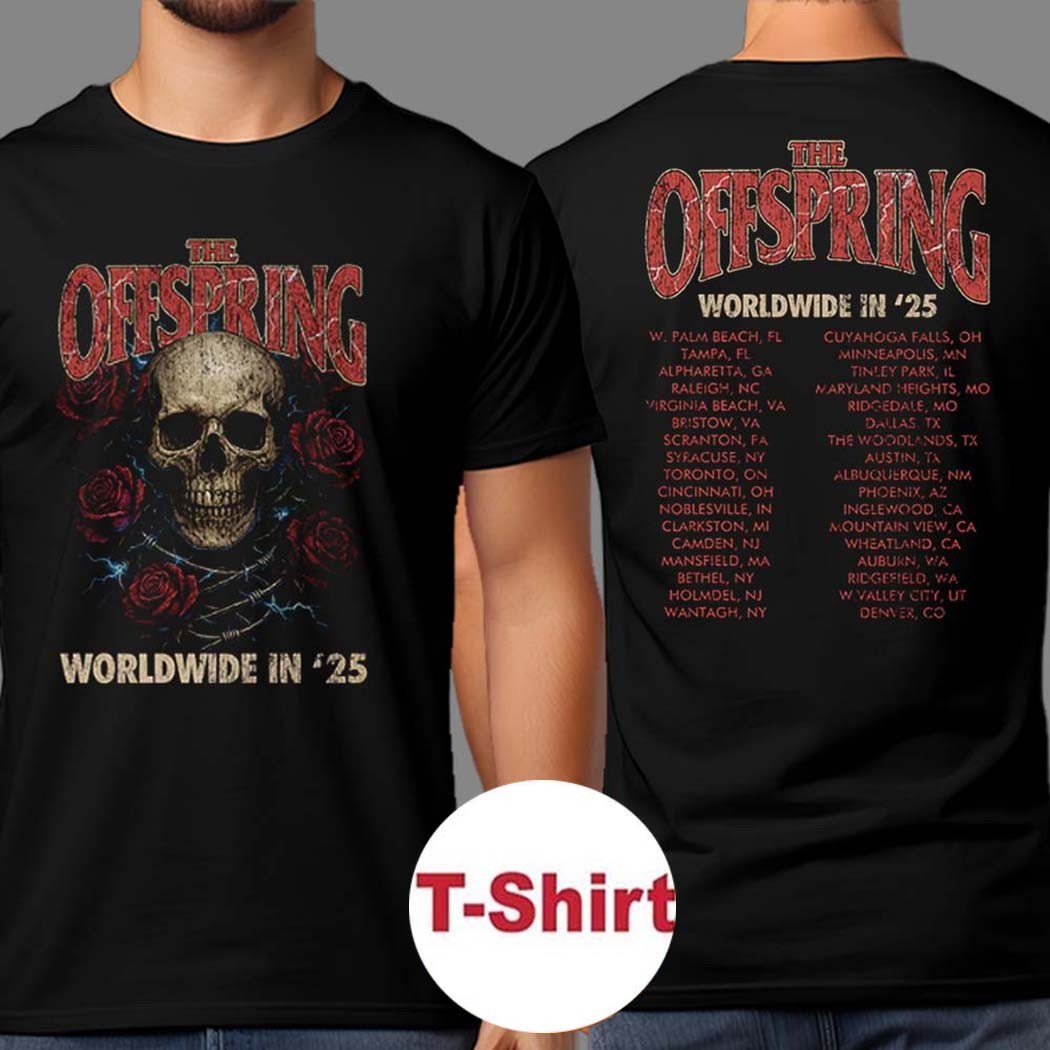 The Offspring Rose Skull 2025 Ladies Tour Tee Worldwide In