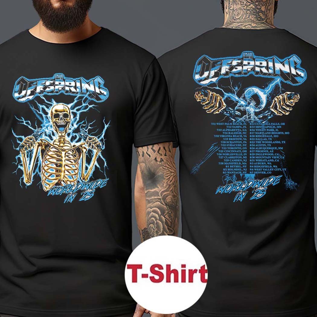 The Offspring オフスプリング 2025 ツアー Tシャツ The Offspring Worldwide 2025 in 25 skeleton shirt, hoodie